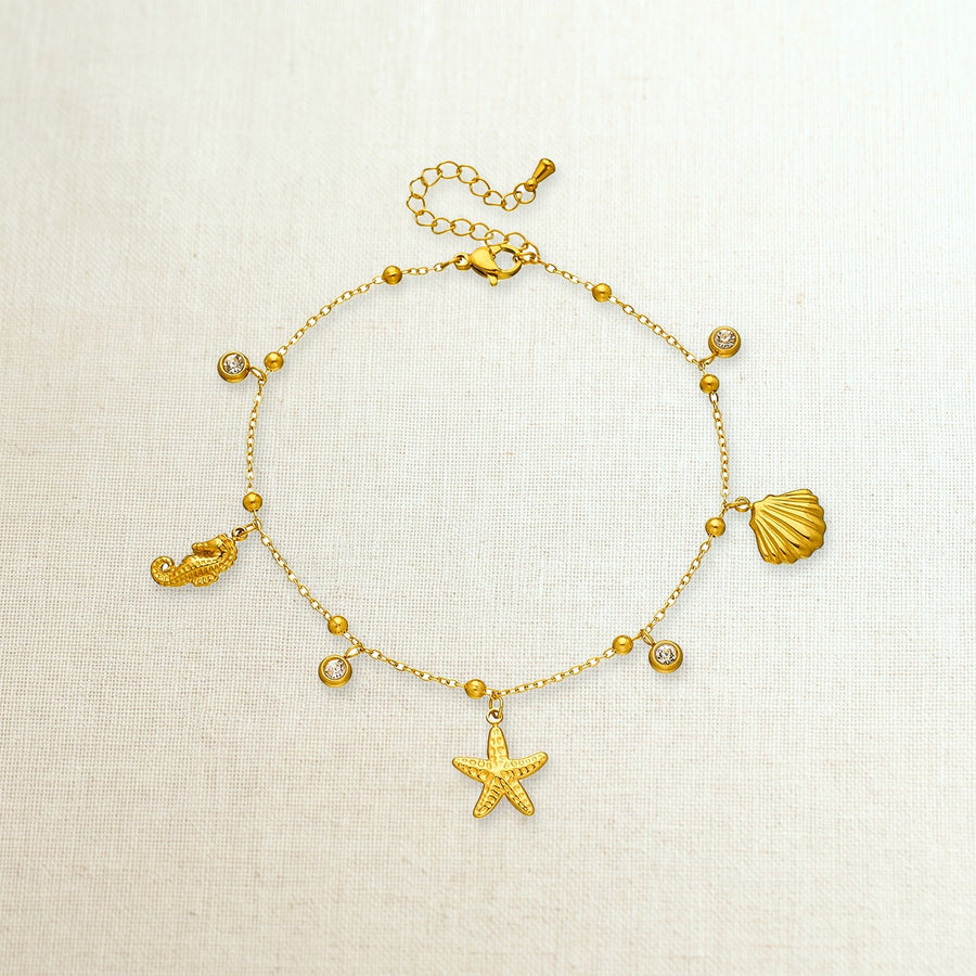Cavigliera con charm marini in acciaio 316L, foto prodotto