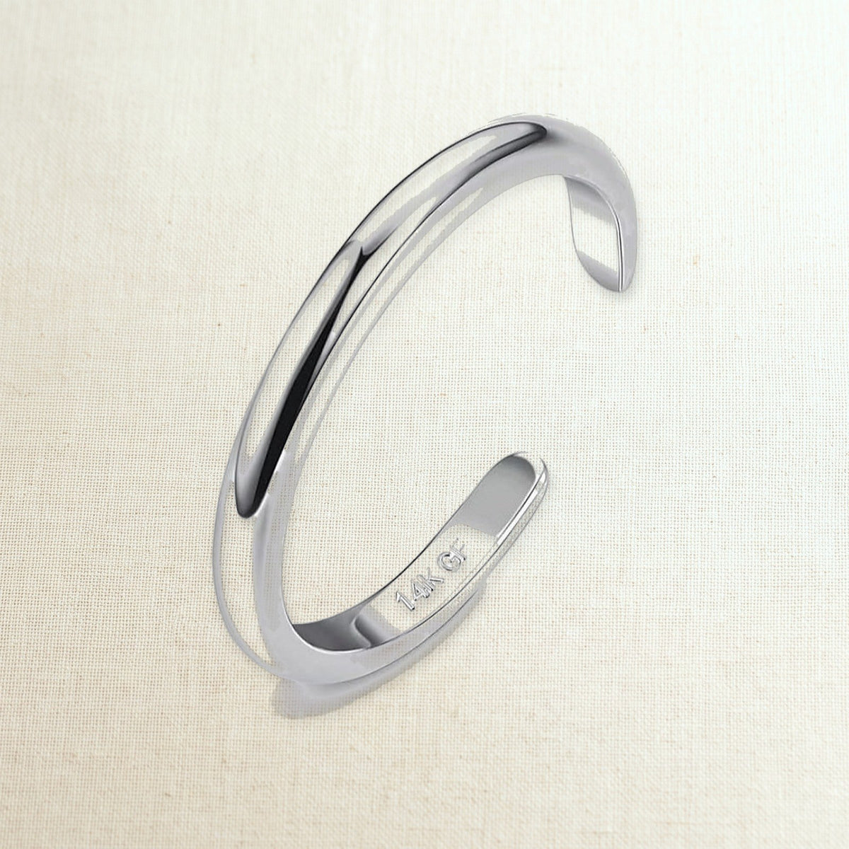 Anello per piede aperto in acciaio 316L, liscio / color argento