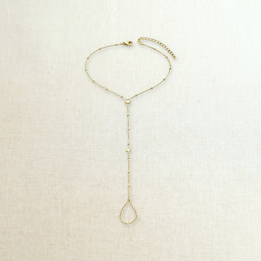 Cavigliera con anello al dito sottile con zircone, foto prodotto