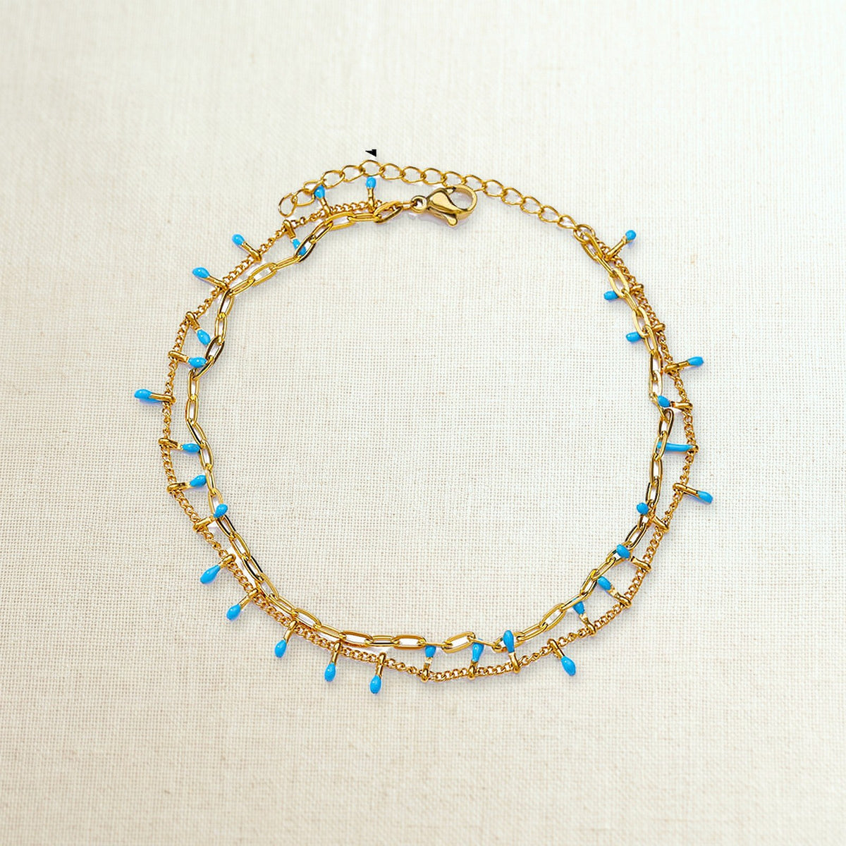 Cavigliera boho con perline turchesi in acciaio, foto prodotto