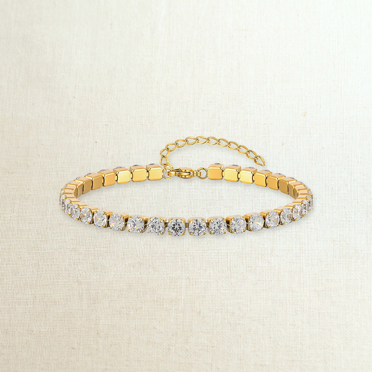 Cavigliera tennis con zirconi in acciaio, 5 mm / color oro