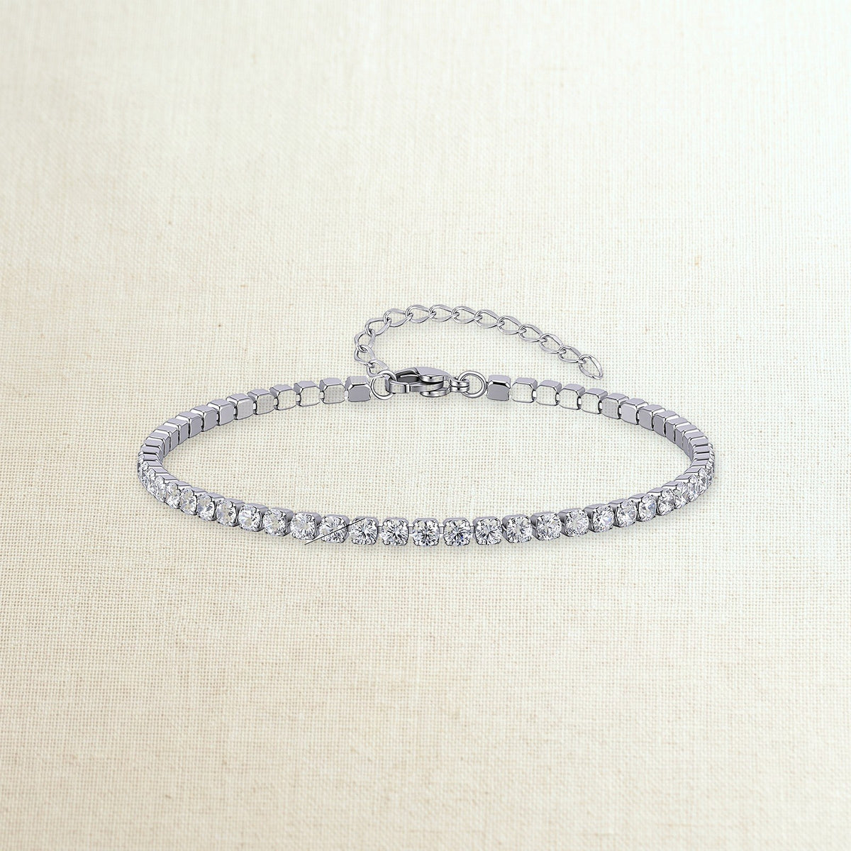 Cavigliera tennis con zirconi in acciaio, 3 mm / color argento
