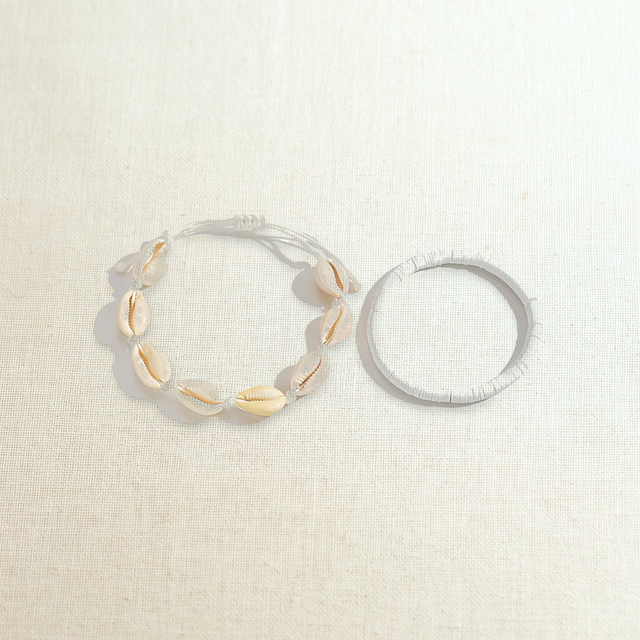 Set di 2 cavigliere con conchiglie bianche, foto prodotto